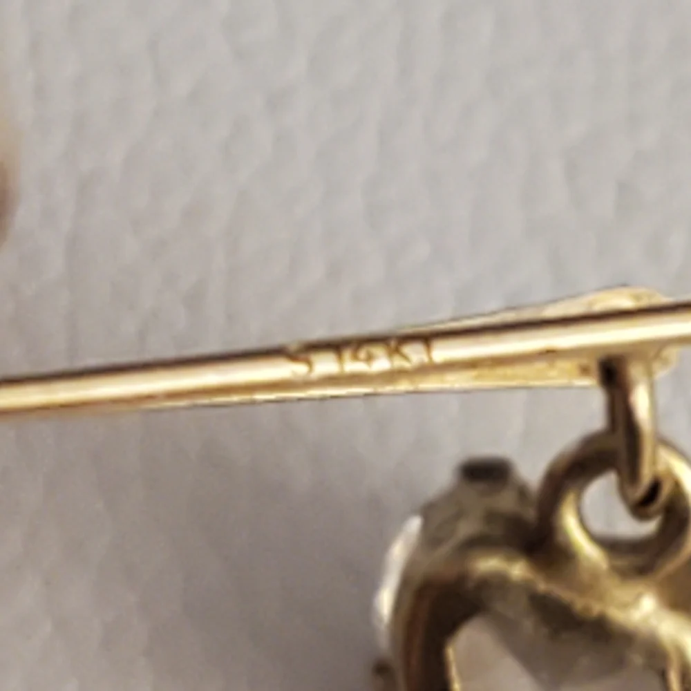 14K yg Gold Dangle Heart Stone Earrings